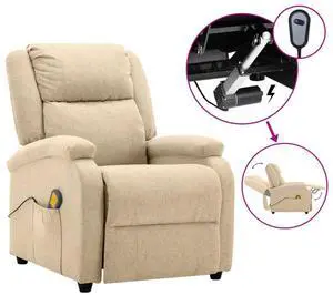 vidaXL Massage Recliner Chair Electric Reclining Chair for Elderly Cream Fabric vidaXL Massage Recliner Chair Electric Reclining Chair for Elderly Cream Fabric
