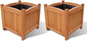 vidaXL Planter Flower Boxes with PE Lining Patio Plant Boxes 2 Pcs Solid Wood