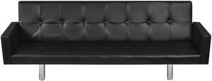 vidaXL Sofa Bed w/ Armrest Artificial Leather Black Furniture Living Room