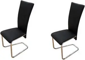 2 Black Artificial Leather Dining Chairs 2 Black Artificial Leather Dining Chairs