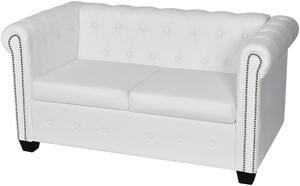 vidaXL Sofa Chesterfield Loveseat Settee Couch Sofa Artificial Leather White