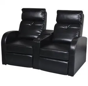 vidaXL Artificial Leather Home Cinema Recliner Reclining Sofa 2-seat Black