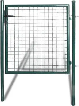 vidaXL Fence Gate Metal Fence Post Outdoor Garden Gate Powder-Coated Steel