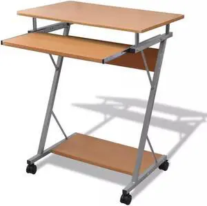 vidaXL Computer Desk Pull Out Tray Brown Furniture Office Student Table vidaXL Computer Desk Pull Out Tray Brown Furniture Office Student Table