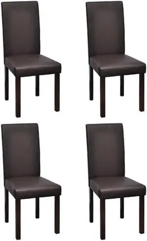 vidaXL Dining Chairs 4 Pcs Side Chair with Solid Wood Legs Brown Faux Leather