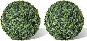 vidaXL 2x Patio Boxwood 13.8" Artificial Topiary Ball Faux Plant Outdoor