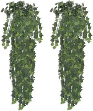 vidaXL 2x Artificial Ivy Bush 35" Green Plant Potted Home Decor Patio Fake