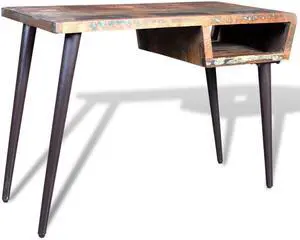 vidaXL Desk Computer Desk Writing Table with Iron Legs Solid Wood Reclaimed