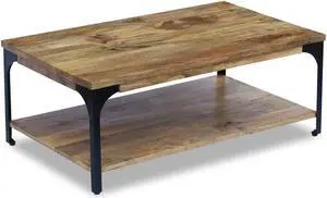 vidaXL Coffee Table End Table with Storage Shelf Side Table Solid Wood Mango