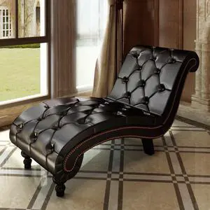 vidaXL Chaise Longue Padded Recliner Chair Lounge Sofa Chair Brown Faux Leather