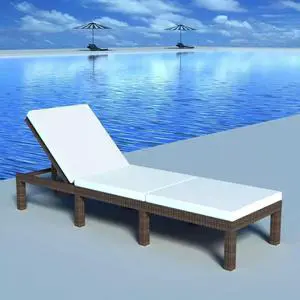 vidaXL Patio Lounge Chair with Cushion and Adjustable Backrest Brown Poly Rattan