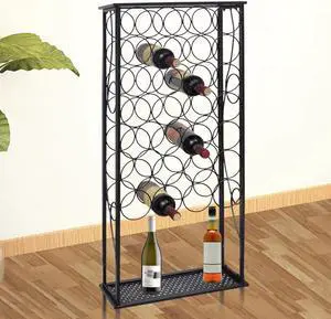 vidaXL Wine Rack Wine Bottle Holder for 28 Bottles Floor Wine Cabinet Metal