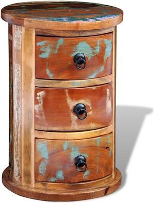 vidaXL Solid Reclaimed Wood Storage Cabinet 3 Drawer Handmade Rustic Retro