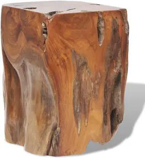 vidaXL 11.8" Wide Solid Teak Wooden Log Stool Resin Chair Side Table Handmade vidaXL 11.8" Wide Solid Teak Wooden Log Stool Resin Chair Side Table Handmade