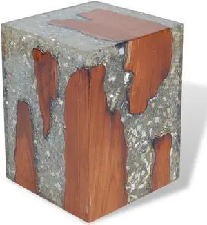 vidaXL Stool Ottoman Foot Rest Foot Stool Side Table Solid Teak Wood and Resin vidaXL Stool Ottoman Foot Rest Foot Stool Side Table Solid Teak Wood and Resin
