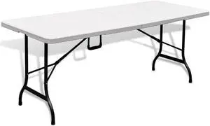 vidaXL Folding Patio Table Outdoor Dining Table Camping Suitcase Table HDPE