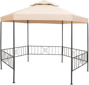 vidaXL Gazebo Canopy Tent Patio Pavilion Wedding Party Tent Hexagonal Beige