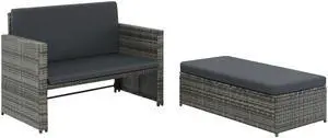 vidaXL Patio Lounge Chair with Cushion and Adjustable Backrest Brown Poly Rattan