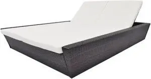 vidaXL Patio Bed Outdoor Rattan Daybed Sunbed with Cushion Poly Rattan Brown