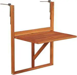 vidaXL Solid Acacia Wood  Balcony Table Brown Furniture Patio Garden Hanging