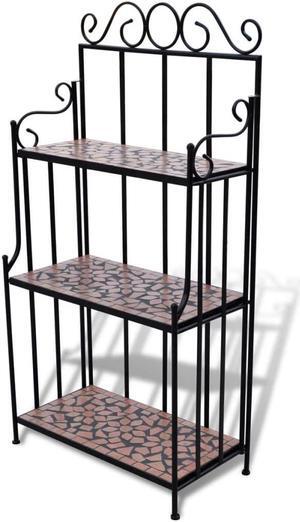 vidaXL Plant Rack 3-Tier Plant Stand Shelves Flower Pot Stand Terracotta Mosaic