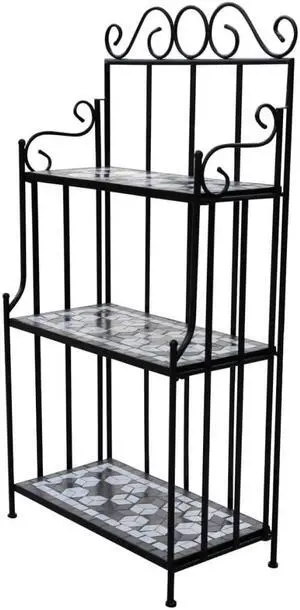 vidaXL Plant Stand 3-Tier Plant Shelves Flower Pot Stand Blue White Mosaic vidaXL Plant Stand 3-Tier Plant Shelves Flower Pot Stand Blue White Mosaic