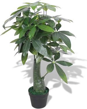 vidaXL Artificial Tree with Pot Faux Leaves Decor Artificial Plant 33.5" Green