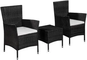 vidaXL Patio Furniture Set 5 Piece Dining Table Set Outdoor Poly Rattan Black