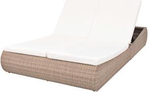 vidaXL Patio Lounge Bed Sun Lounger Outdoor Chaise Lounge Poly Rattan Beige