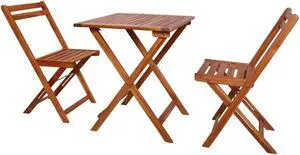 vidaXL Patio Bistro Set 3 Piece Folding Table and Chairs Solid Acacia Wood