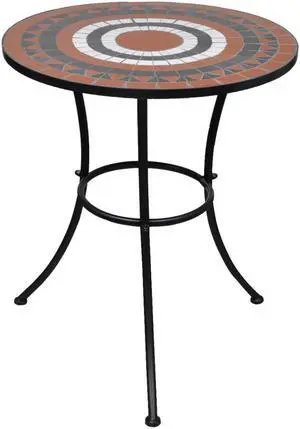 vidaXL Bistro Table Outdoor Side Table Garden Porch Mosaic Table Ceramic Brown