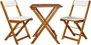 vidaXL Patio Bistro Set 3 Piece Folding Table and Chairs Solid Acacia Wood