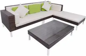 vidaXL Patio Bistro Set 3 Piece Outdoor Table and Chairs Poly Rattan Brown