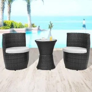 vidaXL Garden Furniture Set 3 Piece Patio Furniture Set Poly Rattan Black