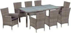 vidaXL Patio Bistro Set 3 Piece Patio Set Table and Chairs Poly Rattan Beige