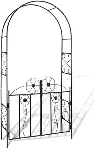 vidaXL Garden Arch Garden Trellis for Climbing Plants Arbor Archway Black