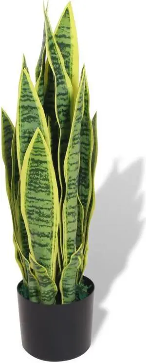vidaXL Artificial Plant Faux Sansevieria Plant Fake Plant with Pot 25.6" Green