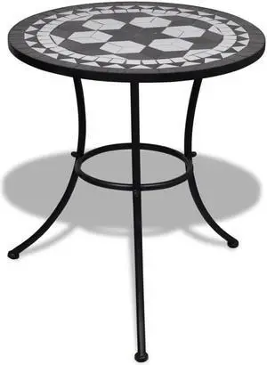 vidaXL Table Outdoor Side Table Garden Mosaic Table for Balcony Ceramic Black