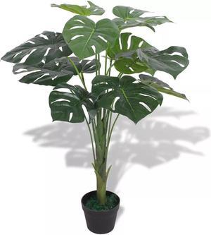 vidaXL Artificial Plant with Pot Fake Monstera Plant Fake Plant 27.6" Green