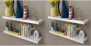 vidaXL Wall Shelves Floating Shelves Wall Mounted Display Shelves 4 Pcs White