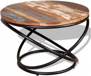 vidaXL Coffee Table Round End Table Accent Sofa Table Solid Wood Reclaimed