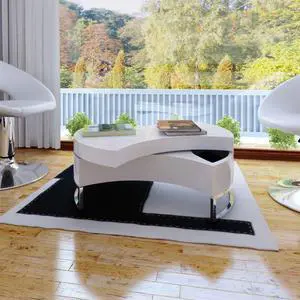 vidaXL Coffee Table Shape-Adjustable High Gloss White Side End Storage Table