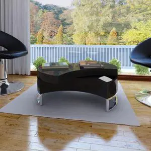 vidaXL Shape-Adjustable Coffee End Table Storage Side Table High Gloss Black