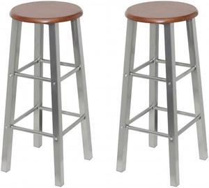 vidaXL Bar Stools Bar Seats Counter Height Stools 2 Pcs Metal with MDF Seat