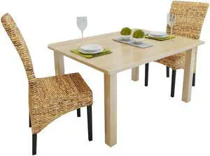 vidaXL Dining Chairs 2 Pcs Side Chair for Kitchen Abaca and Solid Wood Mango vidaXL Dining Chairs 2 Pcs Side Chair for Kitchen Abaca and Solid Wood Mango