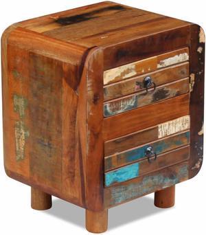 vidaXL Solid Reclaimed Wood Bedside Cabinet 2 Drawer Nightstand Side Table