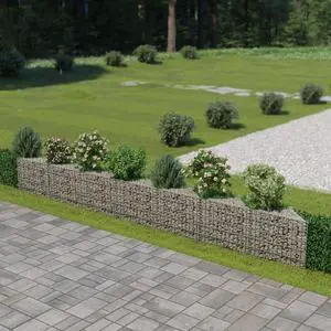vidaXL Gabion Wall Galvanized Steel 177.2"x11.8"x19.7" Stone Basket Cage Fence