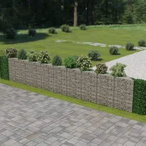 vidaXL Gabion Wall Galvanized Steel 248"x11.8"X39.4" Stone Basket Cage Fence