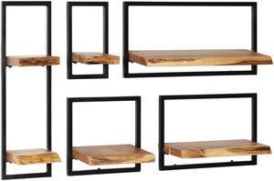 vidaXL Wall Shelves Floating Shelves Display Shelves 5 pcs Solid Wood and Steel