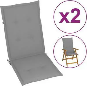 vidaXL Chair Cushion 2 Pcs Outdoor Garden High Back Chair Cushion Gray Fabric